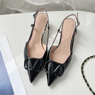 China Nice New Lady Shoes High Heels Design Lightweight Slip On PU Leather Women Dress Summer Light Winter Cotton Black Casual OEM Simple Spring for sale