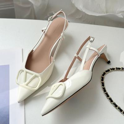 China Nice New Lady Shoes High Heels Design Lightweight Slip On PU Leather Women Dress Summer Light Winter Cotton Black Casual OEM Simple Spring for sale