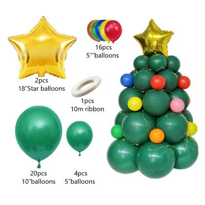 China New Eco-friendly Merry Christmas Tree Balloons Set With Gold Star Foil Top Balloon for sale