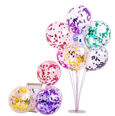 China Morden Transparent Latex Balloon Stuffing Confetti Metallic Gold Balloon with Red Blue and Silver Confetti for sale