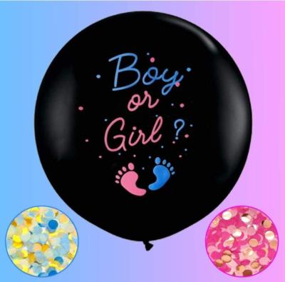 China 36 Inch Modern Black Color Gender Reveal Balloon BOY OR GIRL Gender Reveal Blue Party Decoration Confetti Balloon Party Kit for sale