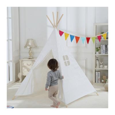 China Soft Toy Foldable White Fabric Children Play Teepee Toy Tent Kids Custom Indian Tent House For Sale for sale