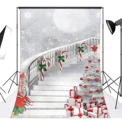 China Scenic Christmas Tree Gifts Photography Backdrop Candy Cane Party Photo Background For Pictures Studio Prop for sale