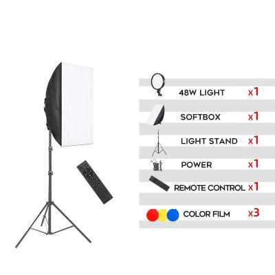 China Professional photography lighting kit mini softbox led lamp soft box set live light photographic stand studio stand for sale