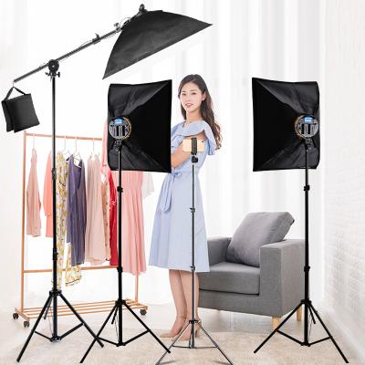 China 3 Pcs Mini Photography Lighting 50x70CM Softbox Kit 48w Light Boom Arm Accessories For Photo Studio Video for sale