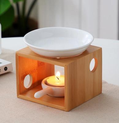 China AROMATIC Wholesale AROMATIC Candle Burner Aroma Wax Melt Bamboo Ceramic Burner for sale