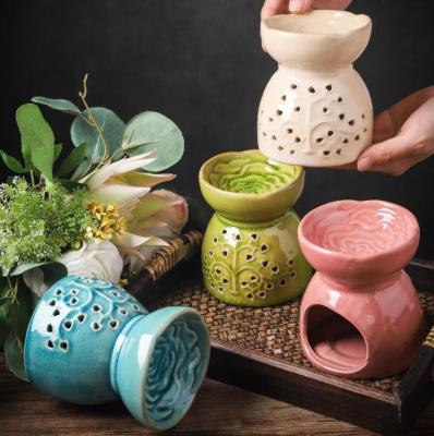 China AROMATIC Melting Wax Oil Burner Warmer Multi Color Ceramic Essential Oil Burner for sale