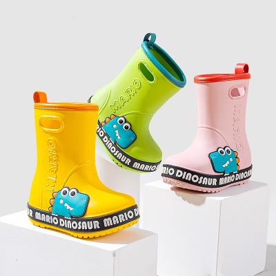 China Mario Children's EVA Cartoon Rainboots Non-slip Outdoor Dinosaur Rain Boots Baby Waterproof Cheerful Boy Girl Kids Waterproof Shoes for sale