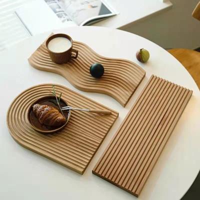 China Art Decor Nordic Wooden Serving Tray Water Ripple Wood Beech Bread Board Incense Serving Tray Decorative for Photography Props Home Decor for sale