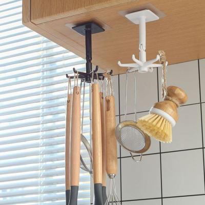 China Wall Mounted Kitchen Utensils Hook 360 Rotating Rotating Folding Hook With Storage For Living Room Bedroom Bathroom for sale