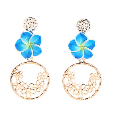 China High Quality Komi Hawaiian Plumeria Earrings For Women Female Pearl Around Drop Dangle Charming Earrings Bohemian Jewelry Wholesale for sale