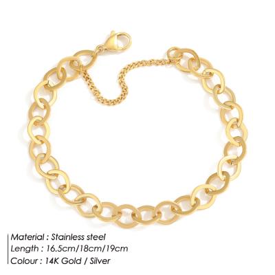 China Fashion TRENDY Custom Personalized Gold Silver Rose Gold Stainless Steel Women Link Chain Bracelet for sale