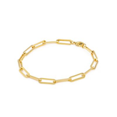 China Eco Friendly Wholesale Fashionable Simple Stainless Steel Lip 14k Gold Plated Chain Bracelet for sale