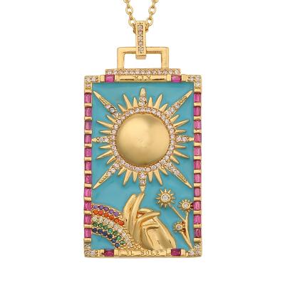 China High Quality Tarot Rectangular Necklace Style Hop Hiphop Komi Hip Pendant Necklace for sale