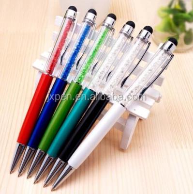 China Wholesale Custom Advertising Alpha Logo Promotional Pen Factory Supply Soft Touch Crystal Pen With Stylus Metal Ballpoint Pen for sale