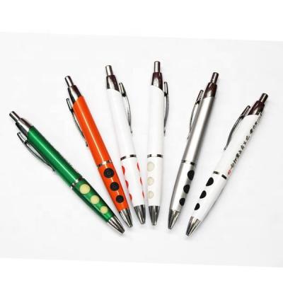 China Q-6 Plastic Pen Multi Color Ball Footprint Logo Push Action Normal Promotional Advertising Pen for sale