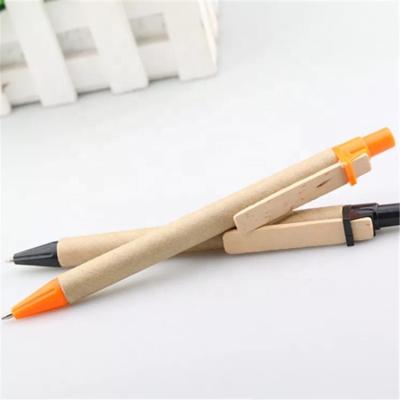 China Je-81Maunfacture promotional pen reycled kraft paper pen barrel stationery advertising eco-friendly ball pen for sale