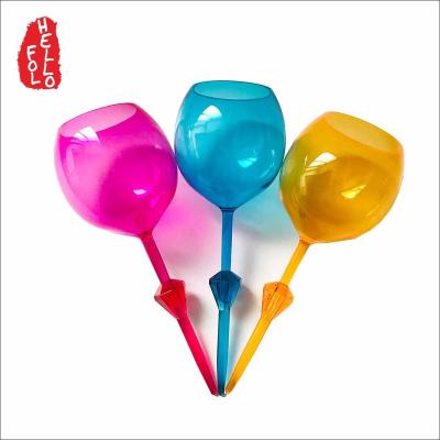 China Outdoor Plastic 350ml Colorful Unbreakable Beach Floating Wine Glass for sale