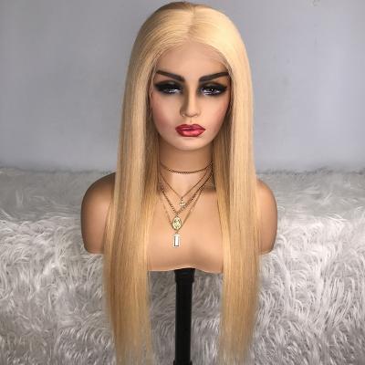 China 22Inch Ash Blonde Virgin Hair Vendor 13X4 HD Full Body Wave Lace Front Bone Straight Hair Wigs For Black Women With Baby Hair for sale