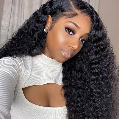 China Wholesale 40Inch Brazilian Water Wave Human Hair Wigs 13X4 HD Color 13X4 HD Long Curly Full Lace Human Hair Wig With Knotes Bleached Preplucked for sale