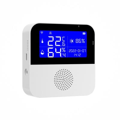 China Temperature Measurement and Screen Sensor Control 2022 Newest Tuya WiFi Temperature and Humidity LCD Display with Alarm Speaker for sale