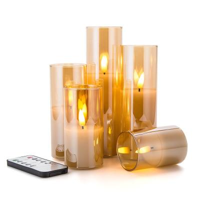 China Wedding Christmas Birthday Party Gift Matti's 3d Real Flame Home Decoration Flameless Glass Led Candle for sale