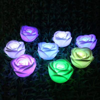 China Wedding Birthday Party Gift Christmas Matti Colorful Light Candle For Home Decoration Rose Shape Led Light Candle for sale