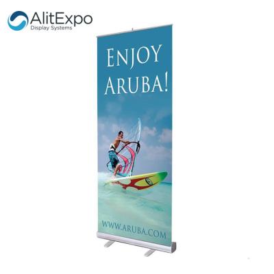 China Publicity & Common Promotion Trade Show Display Advertising Aluminum Alloy Roll Up Stand, A4 Size Mini Desktop Roll Up Banner, Easy Up Light Banner for sale