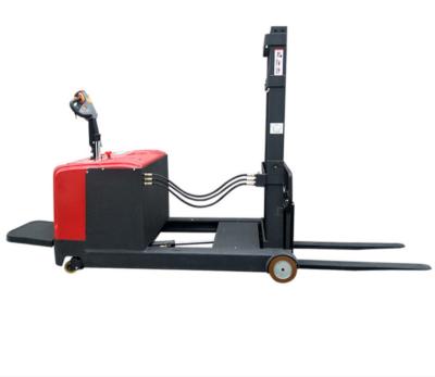 China Professional machine tool motors high lift lithium battery motorized 1 ton 1.5t 1.5ton 2 ton 5t 10ton forklift automatic rubber wheel pallet stacking truck for sale