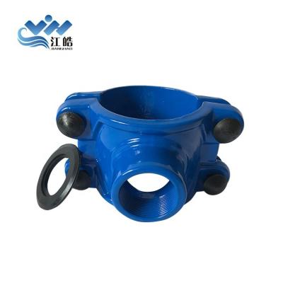 China Water Pipeline Malleable Cast Iron Tee Saddle Tapping Clamp For PVC Pipe for sale