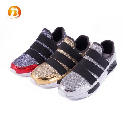 China Fashion silver casual shoes \ comfortable \ goods \ low price fashion breathable single shoes ladies for sale