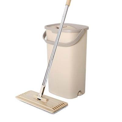 China Super Squeeze Eco-friendly Squeeze Mop Bucket Mop Household Flat Broom White Card Can Be OEM for sale