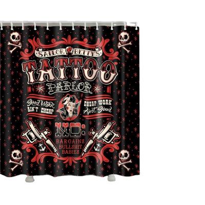 China Sustainable 2023 New 3D Black Horror Halloween Bathroom Shower Curtain with 12 Hooks Waterproof Wrinkle-free Shower Curtain for sale