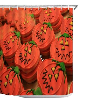 China Sustainable Halloween Shower Curtain 3D Print Horrific Pumpkin Scenes Blackout Bathroom Curtains Waterproof Polyester Fabric Home Bath Decor for sale