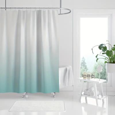 China Sustainable Gradient Shower Curtain with 12 Hooks Bathroom Partition Curtain Waterproof Mildew Proof Bathroom Curtain for sale