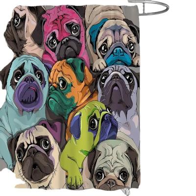 China Sustainable Hot Cartoon Dog Pattern Printing Shower Curtain with 12 Hooks Waterproof Wrinkle-free Customizable Shower Curtain for sale