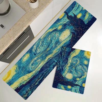 China Stain Resistant Deer Print In The Forest Fashion Modern Non-slip Super Absorbent Fluffy Anti-fouling Kitchen Rug for sale