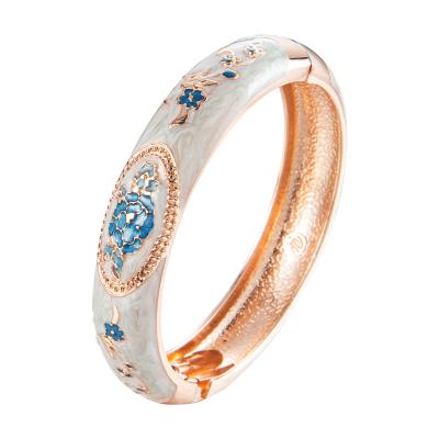 China Fashion CLASSIC High Quality Ladies Jewelry Zinc Alloy Gold Plated Colorful Flowers Enamel Bangles Women Bracelets Cloisonne Jewelry for sale