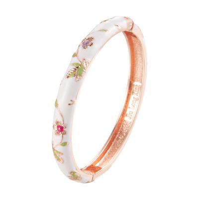 China Factory CLASSIC Product Zinc Alloy Gold Plated Flower Colorful Bangles Enamel Cloisonne Bracelets For Ladies Jewelry Gift for sale