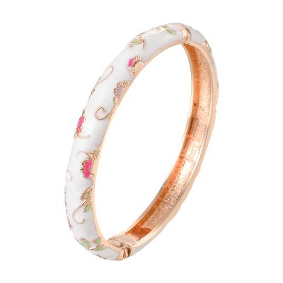 China Wholesale CLASSIC Alloy Gold Plated Colorful Enamel Bangle Cloisonne Bracelet For Ladies Jewelry Gift for sale