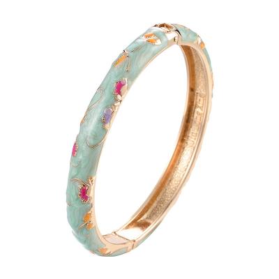 China Simple Vintage Cuff Bangle Women Handmade Enamel Cloisonne Bracelet Jewelry Gift Wholesale CLASSIC for sale