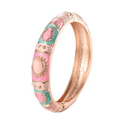 China CLASSIC Hot Sale Indian Bangles Zinc Alloy Gold Plated Cat Eye Stone Opal Bangle Bracelet Handmade Jewelry for sale