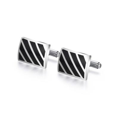 China Custom Sale New Fashion Cuff Links Classic Hot Black Metal Cufflinks Enamel For Men's Business Casual Dress Shirt for sale