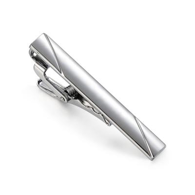 China Hot Sale Classic Brass Custom Tie Bar Silver Tie Clip For Men's Necktie for sale