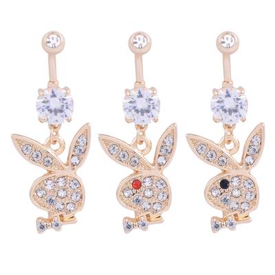 China FASHIONABLE Cute Gold Plated Bunny Dangle Belly Button Navel Rings Luxury CZ Body Piercing Jewelry For Women for sale