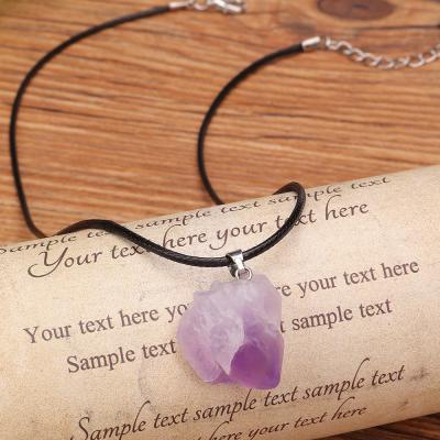 China BOHEMIA Amethyst Minimalist Natural Stone Necklaces For Girls Crystal Pendent Necklace Geometric Women Jewelry for sale