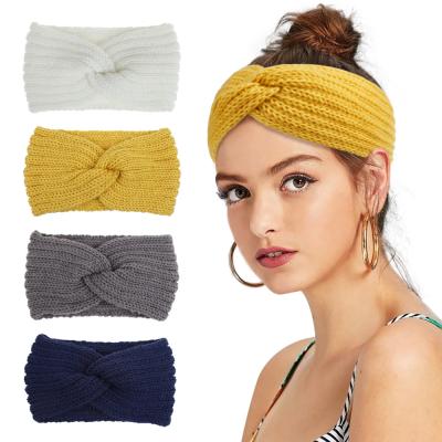 China Newest Sports Fabric Simple Winter Headband Twisty Headbands Knitted Chunky Hair Accessories For Lady for sale