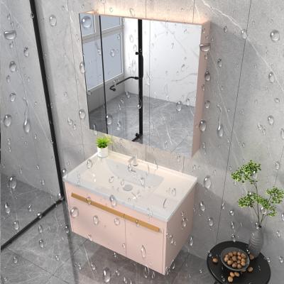 China Modern Pink European Floating Bathroom Toilet And Sink Set Bathroom Vanity for sale