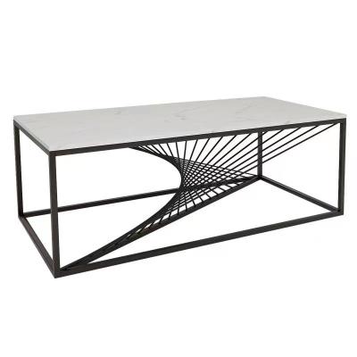 China Modern Frame Regular Nordic Minimalist Marble Metal Chrome Metal Bargaining Living Room Furniture Top Square Coffee Table for sale