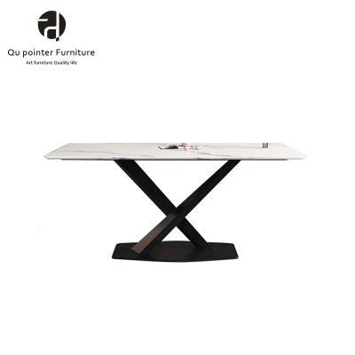 China Modern Luxury Adjustable Metal Structure Home Marble Carbon Steel Round Bottom (Other) Multi-capacity Dining Table for sale